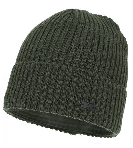 Czapka zimowa męska, z wełną merino, Fojjer, zielony, 56-59 cm