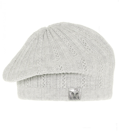Beret dla dziewczynki, wiosenny/jesienny, szary, Iluna, 50-54 cm