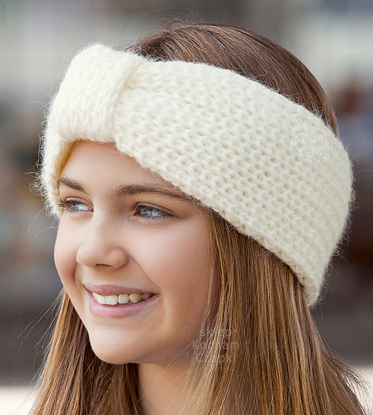 Opaska zimowa dla dziewczynki, ciepła, podszyta polarem,  rozm. 50-54 cm