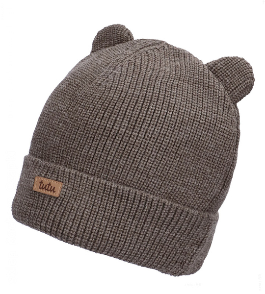 Czapka merino, dla chłopca, Shinde, brązowa, 50-53 cm
