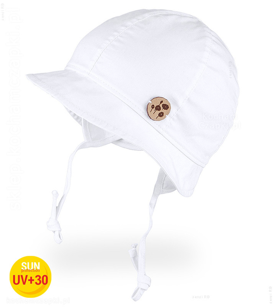 Wiązana czapeczka z filtrem UV na lato Larissa rozm. 40-42 cm