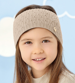 Opaska dla dziewczynki na głowę, dzianinowa, Debby, beżowa, 48-52 cm