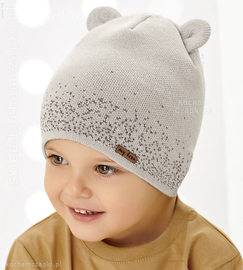 Dzianinowa czapeczka chłopięca z uszkami misia, wiosna/jesień, GetUP, rozm. 48-52 cm