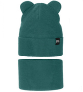 Komplet wiosenny/jesienny dla chłopca, czapka i komin, zielony morski, Jragan, 45-49 cm