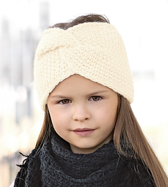 Opaska dla dziewczynki na głowę, zimowa podszyta polarem, Ennadai, kremowy, 52-56 cm