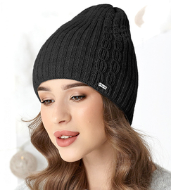 Czapka zimowa damska, Visena, czarna, 55-57 cm