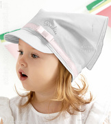 Chustka z daszkiem, na gumce, dla dziewczynki, szary jasny, Paradise,46-48