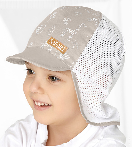 Czapka na lato dla chłopca, z siateczką, Botish, beżowa, 49-51 cm