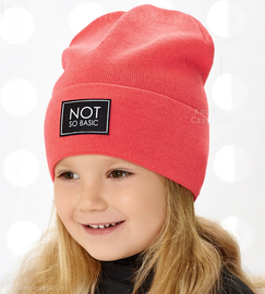 Dzianinowa czapka beanie Not Basic, soczysty koralowy rozm. 52-56 cm