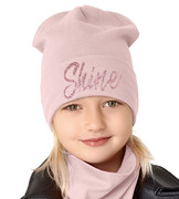 Czapka dla dziewczynki, wiosenna-jesienna, brudny róż, Nitole, rozm. 46-49 cm