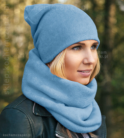 Zimowy komplet czapka i komin damski, niebieski (7), Benita, 55-57