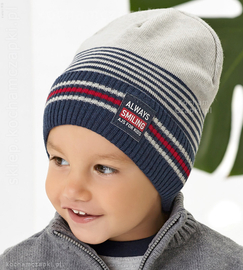 Dzianinowa czapka w paseczki Always Smile rozm. 45-49 cm