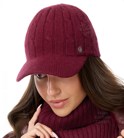 Czapka z daszkiem na zimę, damska, Horsia, bordowa, 55-57 cm
