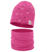 Komplet wiosenny-jesienny, dla dziewczynki, czapka i komin, Rioffia, różowy (13), 48-50 cm