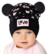 Czapka dla dziewczynki, wiosenna-jesienna, czarna, Ginona, 52-55