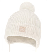 Czapka zimowa dla dziewczynki, 100% wełna merino, podszewka merino, Vahana, biała, 44-47 cm