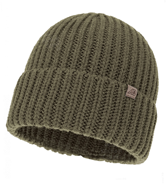 Czapka męska wełniana, 100% merino, Nober, khaki, 56-60 cm