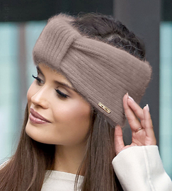 Opaska damska, zimowa, angora, Tevi, cappucino, rozm. 55-58