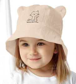 Kapelusz muślinowy dla dziewczynki, Samlean, beżowy, 46-48 cm