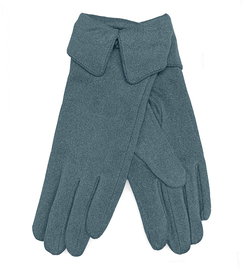 Długie rękawiczki damskie z mankietem, welurowe M-L