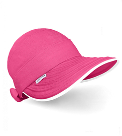 Damska czapka z daszkiem z lnu, kapelusz na lato, Inezz, amarantowa, 55-58 cm