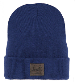 Czapka zimowa dla chłopca, beanie, z wywinięciem, Emist, ciemny niebieski, 52-56 cm