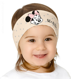 Opaska dla dziewczynki z myszką Minie, bawełniana, beżowa, 46-50 cm