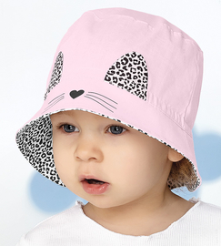 Kapelusz dla dziewczynki, różowy,  Kotek, rozm. 46-48