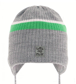 Czapka przejściowa dla chłopca, wiązana, Ilover, szara, 48-52 cm