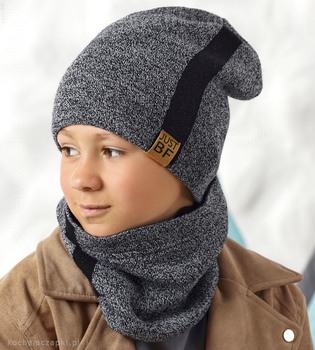 Dwustronny komplet sportowa czapka i komin na zimę  Arvid rozm. 53-56 cm 