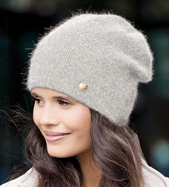 Czapka zimowa damska z angorą, Britima, szary, 55-58 cm