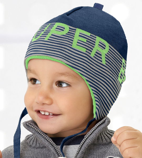 Czapka na jesień/wiosnę dla chłopca, Super Look, niebieski+zielony, 42-46 cm