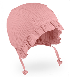 Bonetka z muślinu, czapka na lato dla dziewczynek, róż pąsowy, Cristina, 36-38 cm