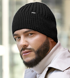 Wełniana zimowa czapka męska, Japao, czarna, 58-62 cm