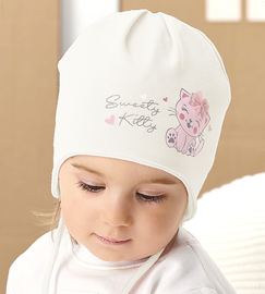 Czapka wiosenna/jesienna dla dziewczynki, Meocon, śmietankowa, 46-50 cm