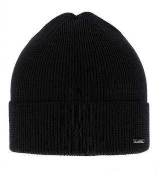 Czapka męska, wełna merino, wiosenna/jesienna, Felisio, czarna, 56-59 cm