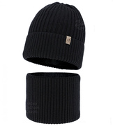 Czapka i komin dla dziewczynki, 100% merino, Temira, czarny, 50-52 cm
