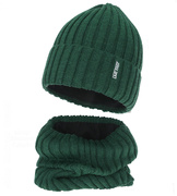 Czapka i komin dla chłopca, merino 50%, Nabasco, zielony, 50-52 cm