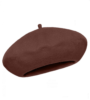 Beret damski zimowy, wełniany, Vineca, brązowy (014), 55-57 cm