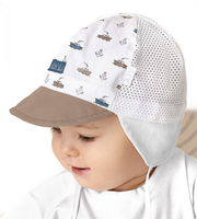 Czapka z daszkiem dla chłopca, z siateczką, wiązana, biały+brąz, Kekere, 47-49 cm