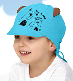 Czapka na lato dla chłopca, safari, turkusowa, Veggo, 47-49 cm