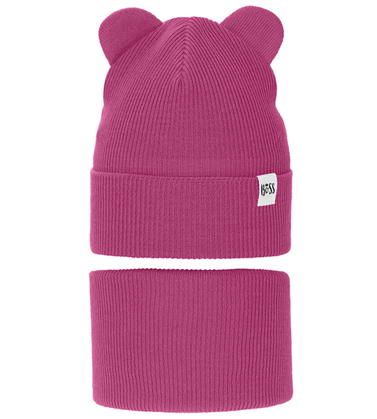 Komplet wiosenny/jesienny dla dziewczynki, czapka i komin, róż ciemny, Jakra, 45-49 cm
