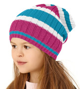Czapka wiosenna-jesienna dla dziewczynki, dzianinowa, Pelva, róż+morski, 53-56