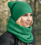 Komplet czapka i komin damski, jesienny-wiosenny, zielony (2), Benita V.3, 55-57