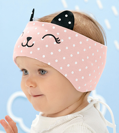 Opaska dla dziewczynki na głowę, opaska na uszy, Ismala, pudrowy róż, 36-39 cm