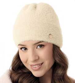 Czapka damska zimowa, Rastina, kremowa, 55-57 cm