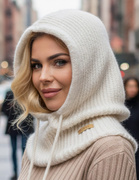 Balaklawa, kaptur damski, Bali, kremowy, 54-60 cm