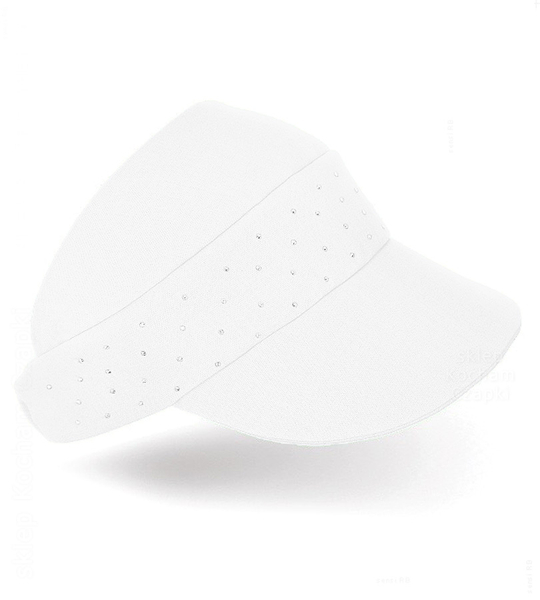 Daszek damski na lato, lniany, opaska damska z daszkiem, biały (80% len), 56-60 cm