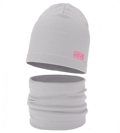 Komplet wiosenny-jesienny, dla dziewczynki, czapka i komin, Zriffia, szary jasny, 48-50 cm