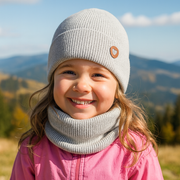 Czapka i komin dla dziewczynki, jesienny/wiosenny komplet wełniany, 100% merino, Corrie, szary, 48-50 cm